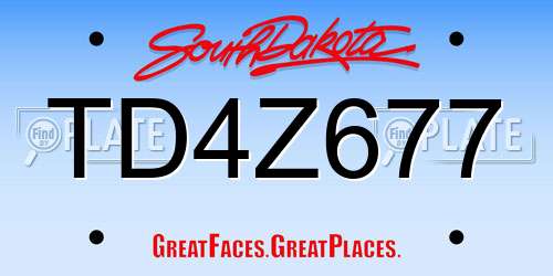 TD4Z677 South Dakota License Plate