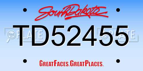 TD52455 South Dakota License Plate
