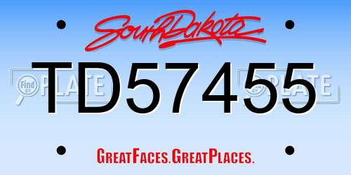 TD57455 South Dakota License Plate