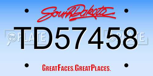 TD57458 South Dakota License Plate