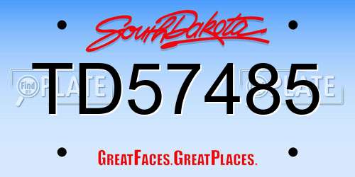 TD57485 South Dakota License Plate