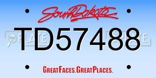 TD57488 South Dakota License Plate