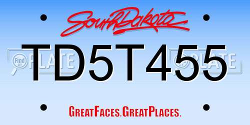 TD5T455 South Dakota License Plate