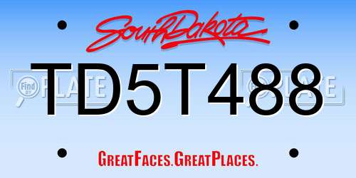 TD5T488 South Dakota License Plate