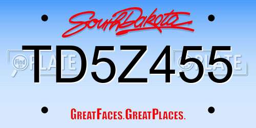 TD5Z455 South Dakota License Plate