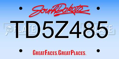 TD5Z485 South Dakota License Plate