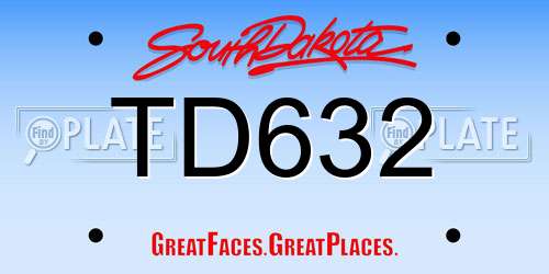 TD632 South Dakota License Plate