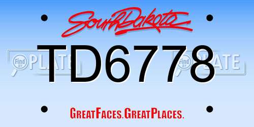TD6778 South Dakota License Plate