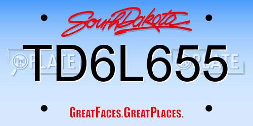 TD6L655 South Dakota License Plate