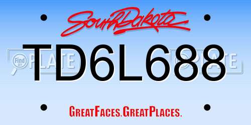 TD6L688 South Dakota License Plate