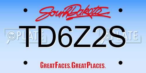 TD6Z2S South Dakota License Plate