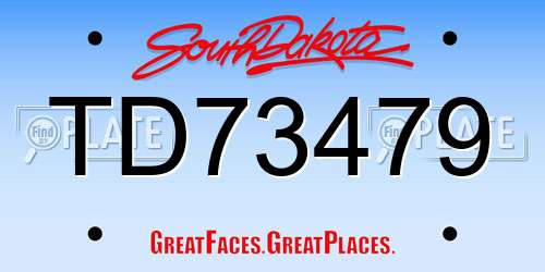 TD73479 South Dakota License Plate