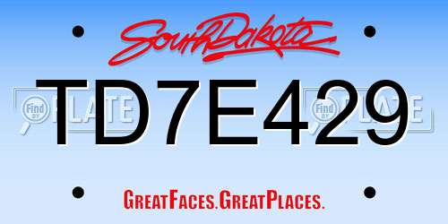 TD7E429 South Dakota License Plate