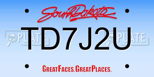 TD7J2U South Dakota License Plate