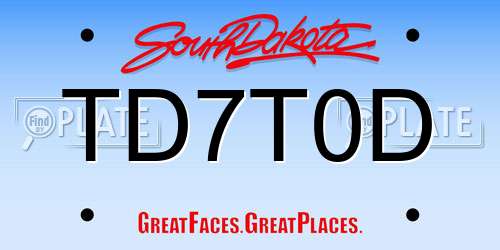TD7T0D South Dakota License Plate