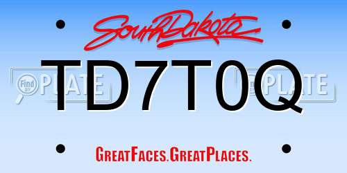 TD7T0Q South Dakota License Plate