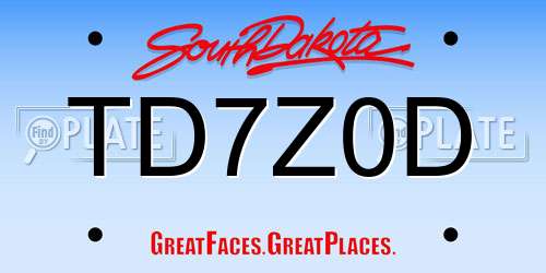 TD7Z0D South Dakota License Plate