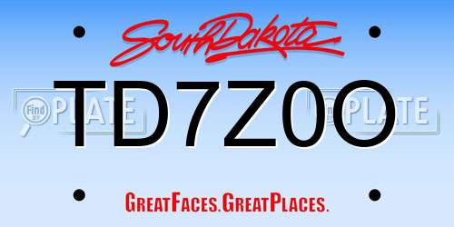 TD7Z0O South Dakota License Plate