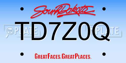 TD7Z0Q South Dakota License Plate