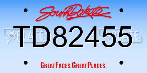TD82455 South Dakota License Plate