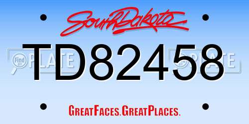 TD82458 South Dakota License Plate