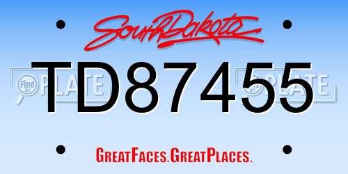 TD87455 South Dakota License Plate