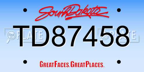 TD87458 South Dakota License Plate