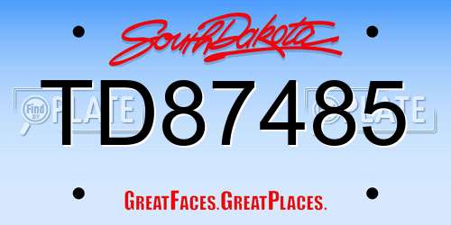 TD87485 South Dakota License Plate