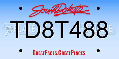 TD8T488 South Dakota License Plate