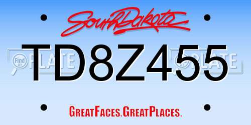TD8Z455 South Dakota License Plate