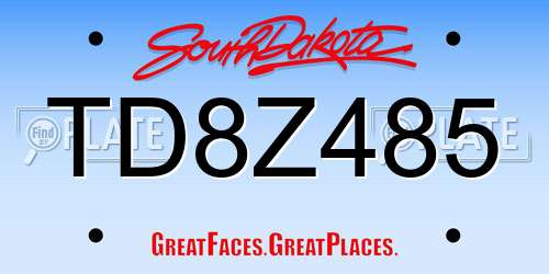 TD8Z485 South Dakota License Plate