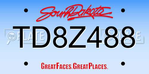 TD8Z488 South Dakota License Plate