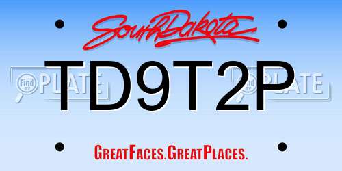 TD9T2P South Dakota License Plate