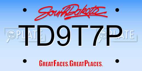 TD9T7P South Dakota License Plate