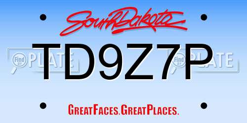 TD9Z7P South Dakota License Plate