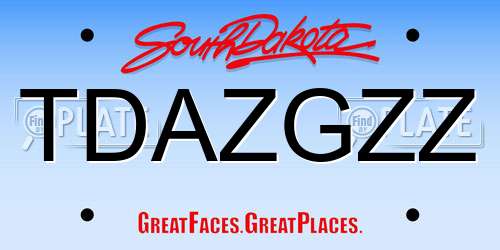 TDAZGZZ South Dakota License Plate