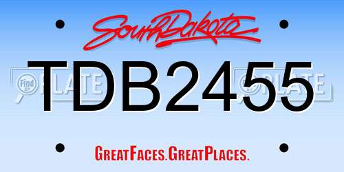 TDB2455 South Dakota License Plate
