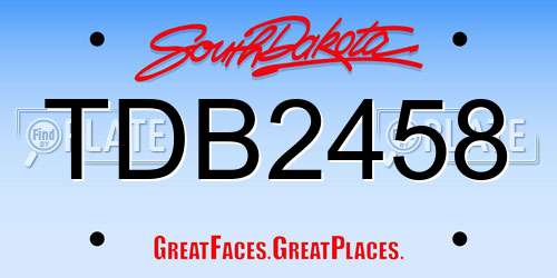 TDB2458 South Dakota License Plate