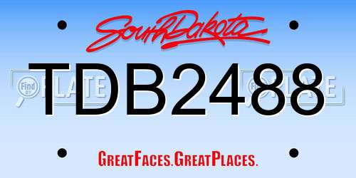 TDB2488 South Dakota License Plate