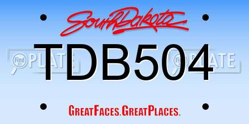 TDB504 South Dakota License Plate