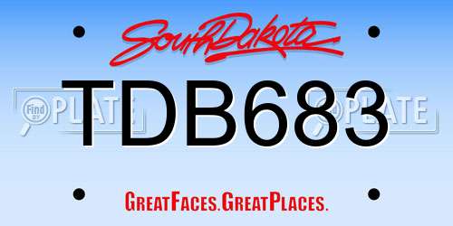 TDB683 South Dakota License Plate
