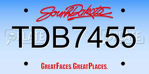 TDB7455 South Dakota License Plate