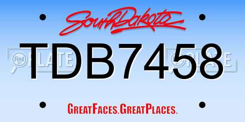 TDB7458 South Dakota License Plate