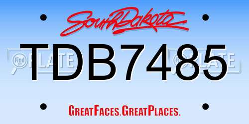 TDB7485 South Dakota License Plate