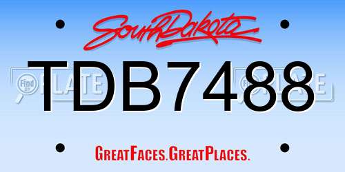 TDB7488 South Dakota License Plate