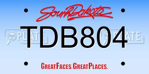 TDB804 South Dakota License Plate