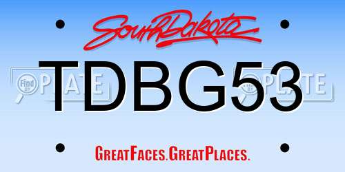 TDBG53 South Dakota License Plate