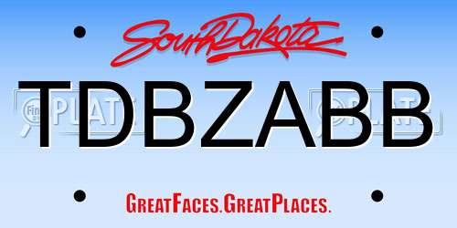 TDBZABB South Dakota License Plate