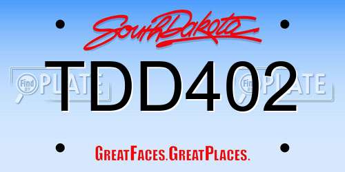 TDD402 South Dakota License Plate