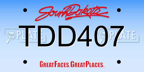 TDD407 South Dakota License Plate